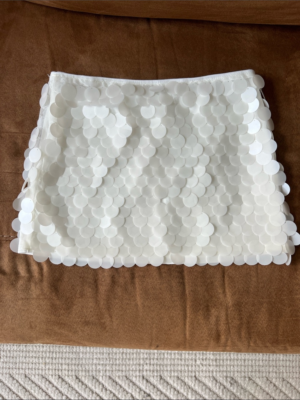 White Sequin Mini Skirt - Women's Party Skirt